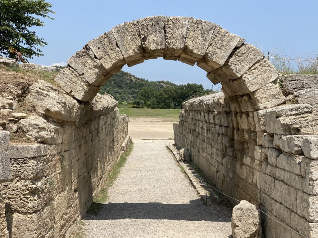 Entry to the original Olympic Stadium in Olympia, Greece